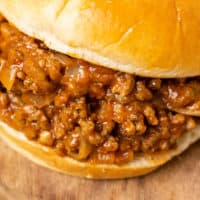 Homemade Sloppy Joes in a bulky roll.